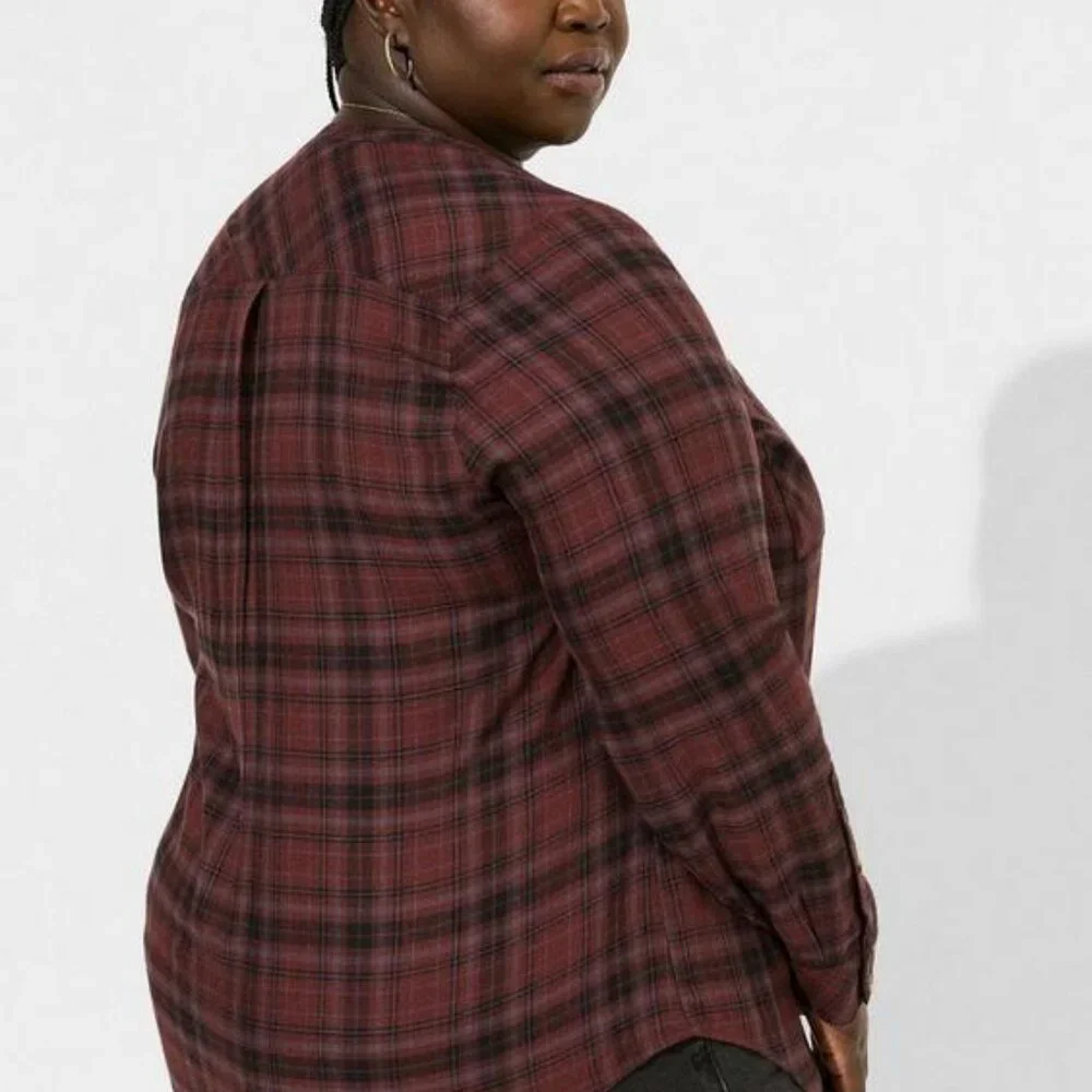 NWT Torrid Harper Brushed Tunic Pullover Brown Plaid Sz 5 (28) Long Sleeves - Picture 3 of 12